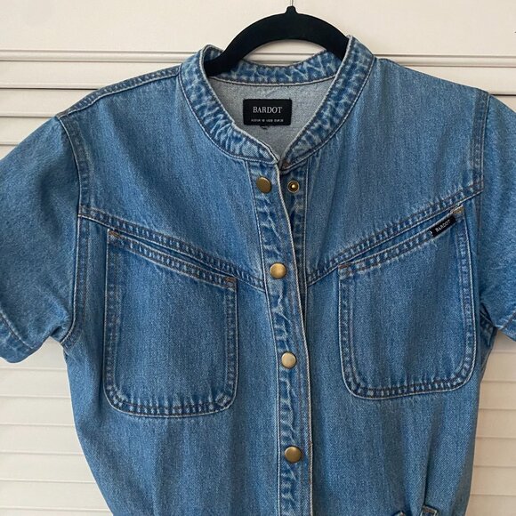 Bardot x Anthropologie Button-Front Denim Mini Dress, Size 6 - Picture 3 of 8